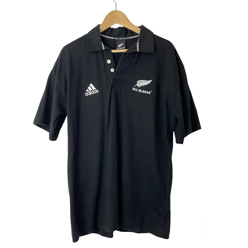 Adidas All Blacks Rugby Polo Shirt Black Size XL - Picture 1 of 9